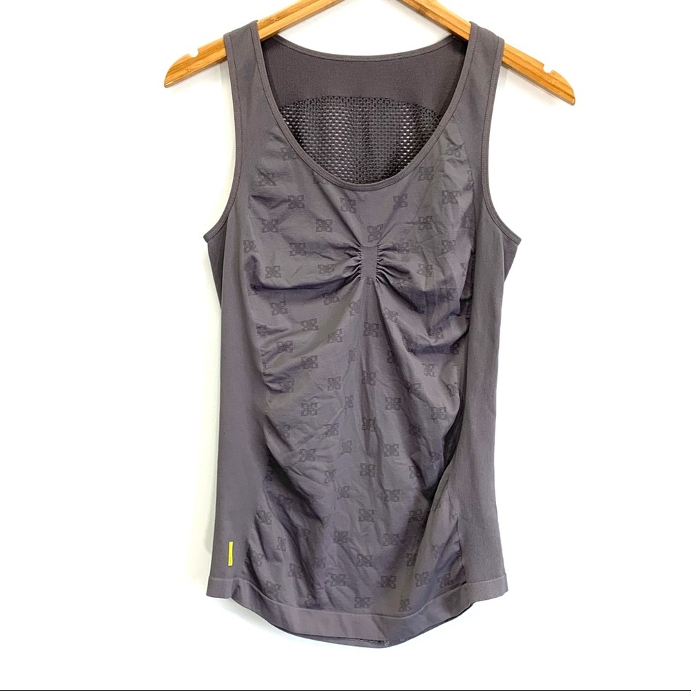 LOLE Gray Logo Athletic Tank Top w/ Mesh V Back Womens Size MEDIUM EUC